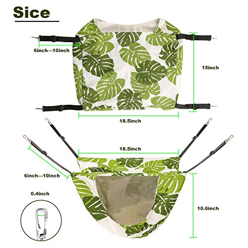Cat Cage Hammock,Hanging Soft Pet Bed for Kitten Ferret Puppy Rabbit or Small Pet,Double Layer Hanging Bed for Pets,2 Level Indoor Bag for Spring/Summer/Winter (Green & White)