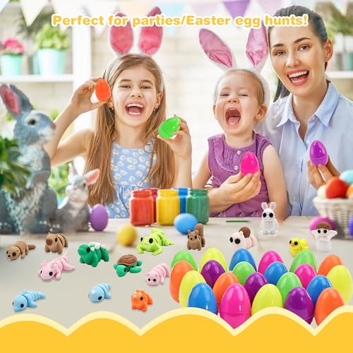 Easter Egg with 38 pcs 3D Printed Animal Figurines Set,Articulated, Flexible, and Exquisitely Cute, Easter Basket Stuff Fillers with Easter Egg, for Kids. - style: Animal G