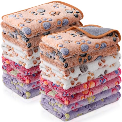 Tudomro 8 Pcs Guinea Pig Fleece Cage Liners,Paw,14 x 28 Inch | Washable Reusable Small Animal Bedding, Absorbent Blankets for Ferret Chinchilla, Soft Fleece Mat Pads Protect Furniture - size: 14 x 28 Inch