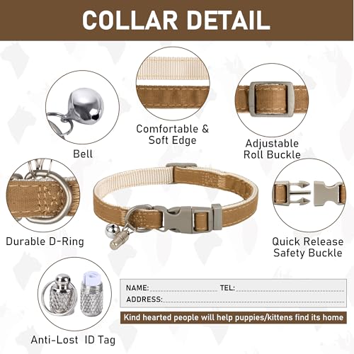 GAMUDA Small Pet Harness Collar and Leash Set, Step in No Chock No Pull Linen Fabric Soft Mesh Dog Vest Harnesses Reflective for Dogs Puppy Cats Kitten Rabbit (Brown, XXS) - color: Brown, size: XXS