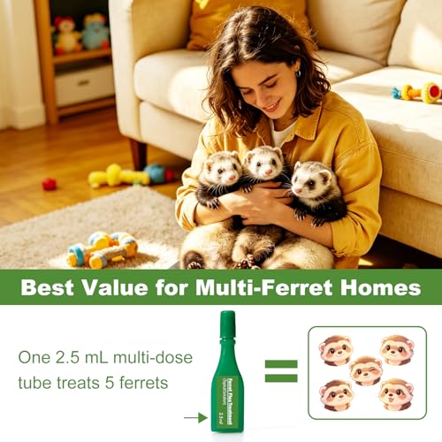 Ferret Flea Prevention, 4-Month Supply (2.5 ml High-Volume Tube) for Multi-Ferret Households, 1 lb+ | NDC Non-Nitenpyram Code