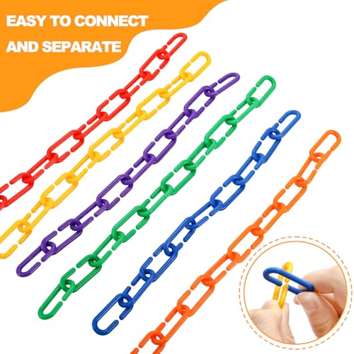 1000 Pieces Plastic C-Clip Hooks Chain Links, Interchangeable Rainbow C-Links Kids Learning Toys for Classroom Preschool, Sugar Glider Swing Climbing Cage Toys for Small Pet Rat Parrot Bird