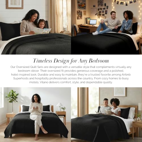 Southshore Fine Living, Inc. Quilts Queen Size Sets, Full Quilt Bedding Set, Pet Hair Resistant Bedding Coverlet Queen Size, Full Size Quilt, Microfiber Bedspread with 2 Pillow Shams, Black Quilts - color: 09 - Black, size: Full / Queen