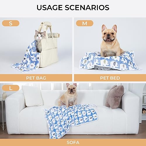 1 Pack 3 Blankets Super Soft Fluffy Premium Cute Elephant Pattern Pet Blanket Flannel Throw for Dog Puppy Cat Blue Medium(30x20 inch) - color: Blue, size: 30x20 inch (Pack of 3)