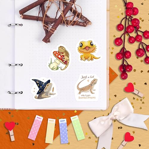 100Pcs Bearded Dragon Stickers for Water Bottle - Bearded Dragon Party Supplies - Gift for Women & Men - color: Bearded Dragon Stickers