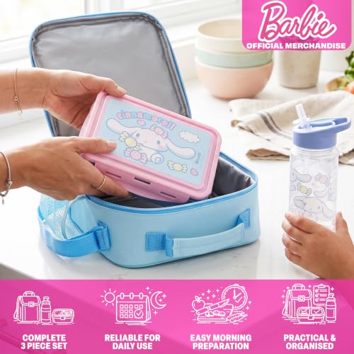 Get Trend Cinnamoroll Girls Lunch Box 3Pc Set | Kids Insulated Lunch Bag with BPA-Free Water Bottle and Bento Box, Back to School Kawaii Gifts for Girls - color: Blue/White Cinnamoroll