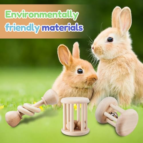AOWPFVV Wooden Bunny Toys,Safe Rabbit Toys for Guinea Pigs,Small Animals | Teeth Grinding,Enrichment,Boredom Breaker,Chew Toys for Chinchillas,Hamster,Rats Indoor&Outdoor