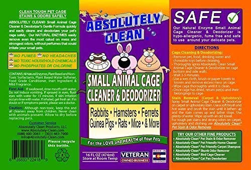 Absolutely Clean Amazing Small Animal Cage Cleaner, Just Spray/Wipe, Easily Removes Messes & Odors - Hamster Cages, Mice, Rat Cage, Guinea Pig Cage, Rabbit Cage, Ferret Cage, Dog Cage - USA Made - style: 16 Fl Oz (Pack of 2)