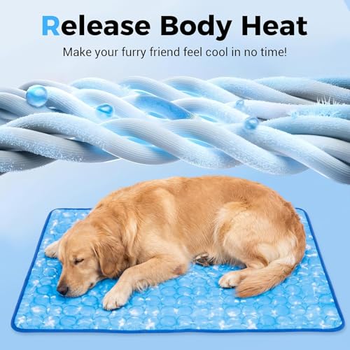 Dog Cooling Mat, Arc-Chill Cooling Fiber Self-Cooling Pad for Dogs - Washable Non-Toxic Summer Pet Mat, Non-Slip Foldable Portable Soft Pad for Indoor Outdoor/Kennel Sofa Bed Floor Car (Medium) - size: Medium