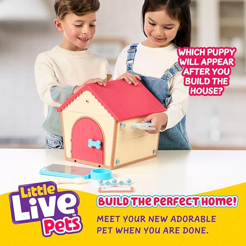 Little Live Pets My Puppy's Home Playset, Interactive Play Dog with Building Dog House Toys, Puppy Plush Toy with 25+ Sounds for Kids of Ages 5+ | 25+ sounds, surprise reveal puppy, customizable name-plate; interactive pet toy for kids ages 5+ - style: Pu