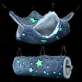 Noctilucent Luminous Guinea Pig Rat Hammock Bunkbed Hanging Tunnel Hideout | Hanging Soft Bed Mat for Ferret Hedgehog Squirrel Hideout Cage Accessories (Tunnel and Bunkbed Hammock) - color: Blue