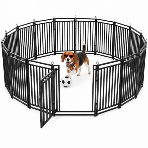 Thickened Outdoor Dog Fence, 32" H, 16 Panels for Yard & Camping | Easy Setup, Flexible Layouts, Thickened Panels, Heavy-Duty, for Medium & Large Dogs and Farm Use, Patented - size: 32" height, style: 16 Panels
