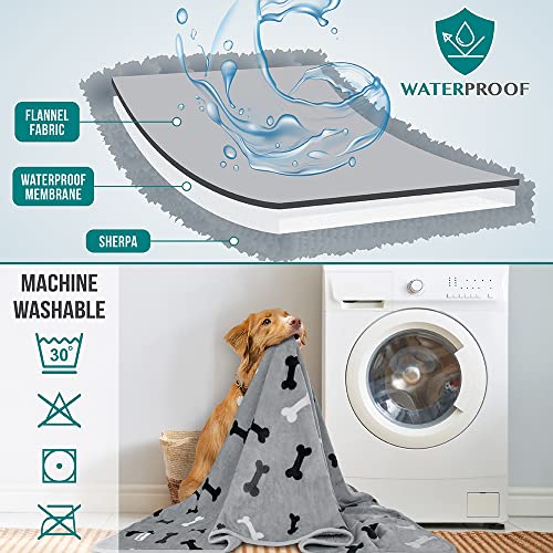 PETAMI Sherpa Fleece Waterproof CAT and Dog Blanket, Bone Gray, Large - color: Bone Gray, size: Large (40x60)