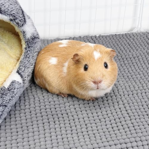 Mygeromon Guinea Pig Mat Cage Liner Fleece Bedding Washable (Grey) | 23 x 15 inch, Reusable, Polyester, for Rabbit, Small Animal Pad