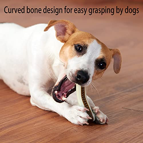 Dog Chew Bones Toys for Aggressive Chewers, 6 Pack Real Beef Flavor Bones,Indestructible Dog Toys for Large/Medium Breed, NylonToys - size: 6 PCS-Beef Flavor