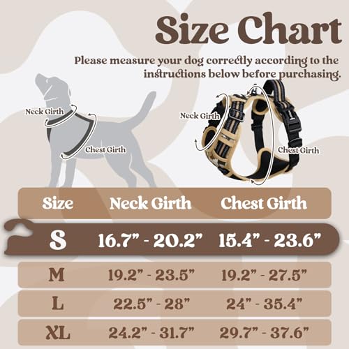 rabbitgoo Dog Harness Small Sized, Updated Easy On & Off with 3 Buckles | No Pull No Choke, Walking with 2 Clips and Handle, Adjustable Soft Reflective, Desert Ridge, Small - color: Desert Ridge, size: Small