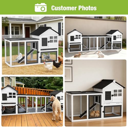 Rabbit Hutch Indoor Outdoor Expandable Bunny Cage 51.6" - Wooden Chicken Coop Small Animal Enclosure with Run for Guinea Pig, Chinchilla, Ferret, Hamster(Black) - color: Black