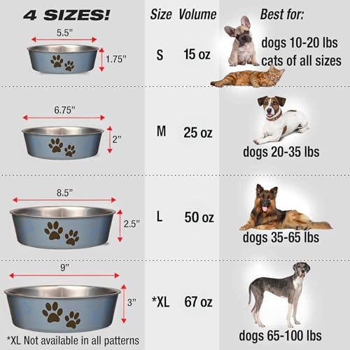 Loving Pets Bella Dog Bowls- Stainless Steel Dog & Cat Bowls - Spill Proof Dog Food Bowl, Cat Bowl, Puppy Essentials & Pet Supplies Great for Home & Travel (X-Large 65-100lbs, Blueberry) - color: Blueberry, size: X-Large (65-100lbs)