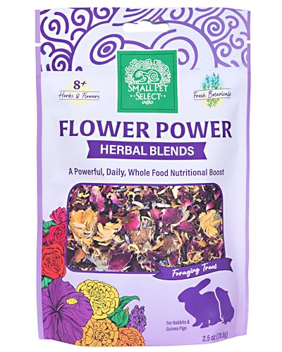 Small Pet Select Flower Power Herbal Treat for Rabbits, 2.5 oz | Natural Aromatic Herbal Blend, Foraging Enrichment & Daily Variety, For Guinea Pigs & Other Small Pets