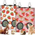 2Pcs 2 Styles Strawberry Hay Feeder Bag for Guinea Pigs Chinchillas 11.6 x 9.1 Inch Small Pet Hay Bag with 2 Holes Strawberry Watermelon Cloth Washable Pet Feeding Storage Cage Accessories - color: Strawberry