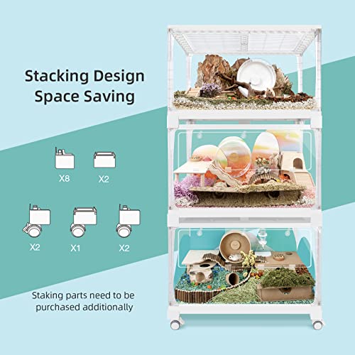 Niteangel Stacker Series Hamster Cage - Stackable & Large Glass Enclosure for Hamster Gerbils Mice Lemming Degus or Other Small-Sized Pets | Stackable Vertically or Horizontally to Expand Space & Large Glass Enclosure for Hamster Gerbils Mice or Small-Siz