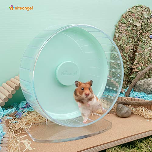 Niteangel Super-Silent Hamster Exercise Wheels: Quiet 10 inch Running Wheel | Can 10.6-13.4" Adjustable Height - No Bend Back Spinner Running for Dwarf Syrian Hamster Gerbils Mice Or Other Small Animal - color: Mint Green, size: Medium