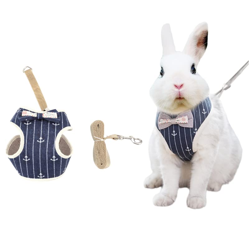 Rabbit Harness and Leash for Walking Escape Proof - Cute Mesh Breathable Bunny Vest Harness Outdoor Camping Hiking Training - Also Suit for Ferret Kittn Puppy Small Animals (Medium) - size: Medium