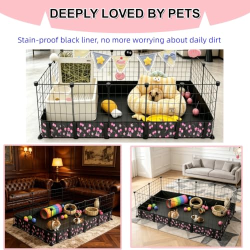 DZWLKJ Waterproof Guinea Pig Cage Liner,Washable Tarp Bottom Base,Cherry Graphic,36"x60", Reusable for Rabbit, Chinchilla, Hedgehog, Ferret & Other Small Animals. - size: C&C 3x5(36x60 inches)