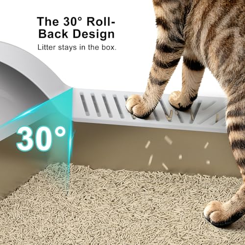 AIPERRO Stainless Steel Litter Box Extra Large for Big Cats and Multi-Cats | Jumbo Extra Large Metal Cat Box with High Sided Lid, Anti-Urine Leakage, Non-Stick,Include Litter Scoop - color: Silver Grey, size: XXX-Large