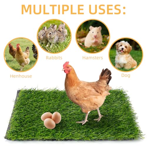 20Pcs Chickens Nesting Pads Set, Washable Artificial Grass Nesting Pads, Reusable Laying Eggs Bedding for Chickens Coop, 12 x 12 x 1.2 Inches(Green) - color: Green