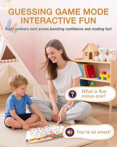 English Interactive Sound Book Alphabet Number Talking Book Toddler Kid 3-6 | Preschool ABC Educational Learning Travel Toy Sensory Autism Recharge Talking Book 600+ Audio Birthday Xmas Gift Boy Girl 3+ - style: EN-Letters and Numbers