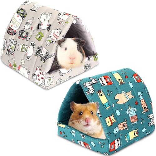 UPINS 2 Pack Guinea Pig Hideout, Washable Small Animal House Bed | Guinea Pig Pillow,Fits Mouse Hamster Chinchilla Hedgehog Ferret Rat Bearded Dragon,Soft Bedding For Cage Accessories - color: Blue Gray, size: 6.8 x 7.4 inch