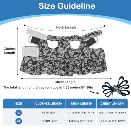 Guinea Pig Harness Skirt Clothes and Leash, Adjustable Hamster Ferret Harness and Leash Set, No Pull Walking Vest for Ferrets, Chinchillas and Similar Small Animals (Black M - color: Black, size: M