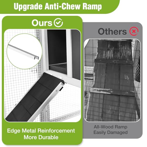 Outdoor Rabbit Hutch with Run, 2-Tier Fir Wood Bunny Cage, Waterproof Roof, Pull-Out Tray, Secure Latches, 51.6 x 20.8 x 36.2 in, Black - color: White, size: 51.6"L x 20.8"W x 36.2"H