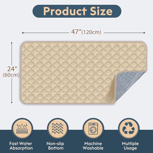 FunFurry Washable Guinea Pig Cage Liner - 2 Pack Reusable Washable Pee Pads，Waterproof Guinea Pig Bedding for Small Animal - Rabbit Bunny Hamster Puppy (Cream, 24" X 47" - 2 Pack) - color: Cream, size: 24" X 47" - 2 Pack