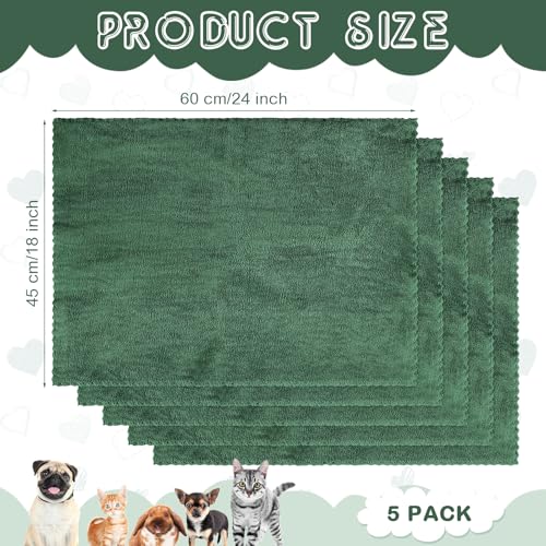 SmoothNovelty 5 Pcs Waterproof Guinea Pig Blankets Washable Small Animal Pee Pad Pet Blanket Sleep Bedding Mats Absorbent Guinea Pig Cage Liner Reusable Pet Sleep Pad(Dark Green,18" X 24",Classic) - color: Dark Green, size: 18" X 24", style: Classic