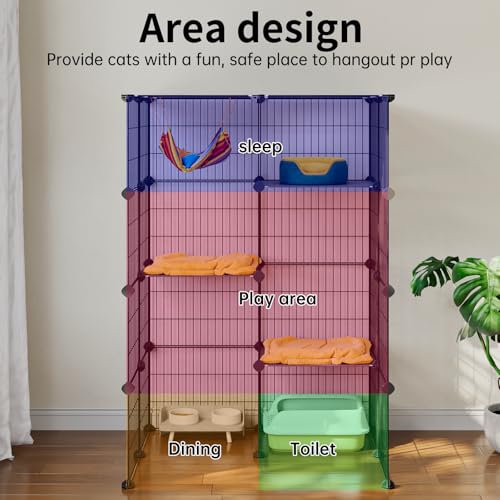 Oneluck 4-Tier Cat Cage for Indoor Cats 47.2-Inch Large Detachable Metal Wire Catio Enclosure Modular DIY Pet Playpen with 3 Platforms and 4 Doors for 1-2 Kittens 31.5 x 23.6 x 47.2 Inches Black - size: 31.5"L x 23.6"W x 47.2"H