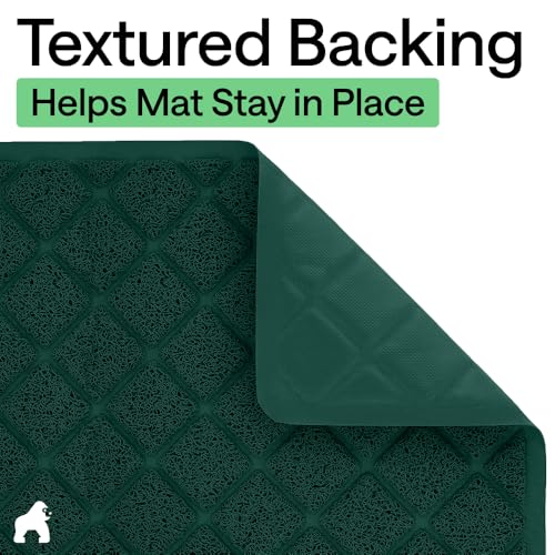 GORILLA GRIP Cat Litter Box Mat, Cushioned Coil Mesh Litter Trapping Mats, Scatter Control Supplies for Less Mess, Phthalate Free, Ultra Deep Catch Grooves, Rinse or Vacuum to Clean 24x17 Hunter Green - color: Hunter Green, style: Small (24" x 17")