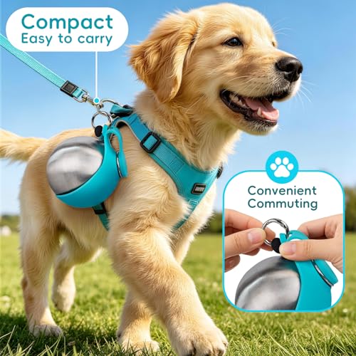 2 in 1 Portable Dog Water Bottle, 10oz Stainless Steel Leak Proof Pet Water Bottle with Foldable Silicone Bowl, Outdoor Travel Water Bottle for Dogs Walking Hiking Camping, 2 Pack Blue - color: 2PCS-Blue
