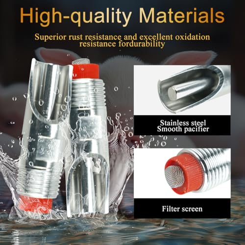 5 Pack Pig Nipple Waterer for Barrel Kit Stainless Steel Automatic, Pig Nipple Drinkers Piglets Nipple Feeders for Hog Pig Goats Swine Piglets Drinking