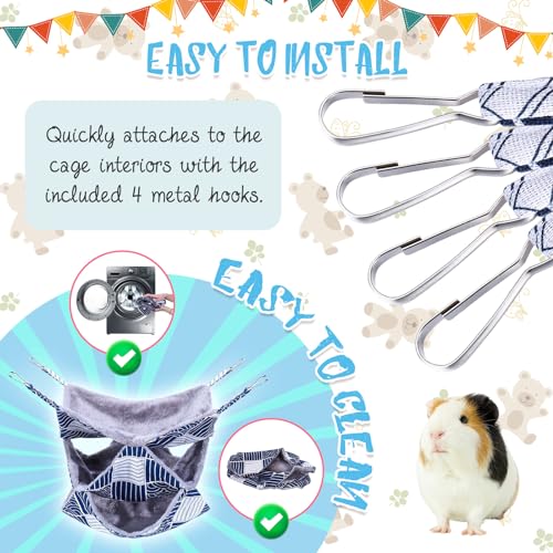 3 Tier Guinea Pig Cage Accessories,Ferret Rat Hammock, 13.7x13.7 Inches,Pet Cage Hanging Bunkbed Hammock for Small Animals, Guinea Pig, Ferret, Squirrel, Chinchilla, Rat,Parrot - color: blue check