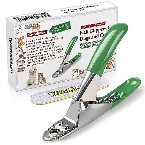 Dog Cat Pets Nail Clippers, Professional Pets Claw Trimmer with Free Nail File, Sharp Stainless Steel Blade, Sturdy Non Slip Handles - for Safe, Professional at Home Grooming - color: Green