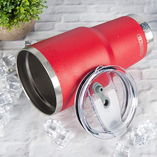 D·S 30oz Red Tumbler Double Wall Vacuum Insulated Travel Coffee Mug | Double Wall Vacuum Suit Cold and Hot Drink Fits in standard car cup holders With Splash-Proof Lid - color: Red