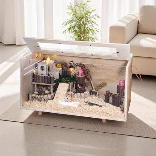 Pine Small Animals Houses&Habitats Chewproof, 32" Pine Guinea Pig Cage Hamster Cage for Small Animals (32" Medium, Short-Legged Stick) - size: 32.0"L x 15.8"W x 15.8"H