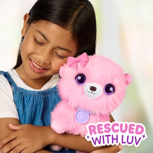 ScruffaLuvs Pink Surprise Pet, Mystery Plush Toy, Wash to Reveal | Wash to reveal 1 of 3 rescue pets, includes deluxe carrier & comb; plush toys for girls ages 3+, gift - style: Pink