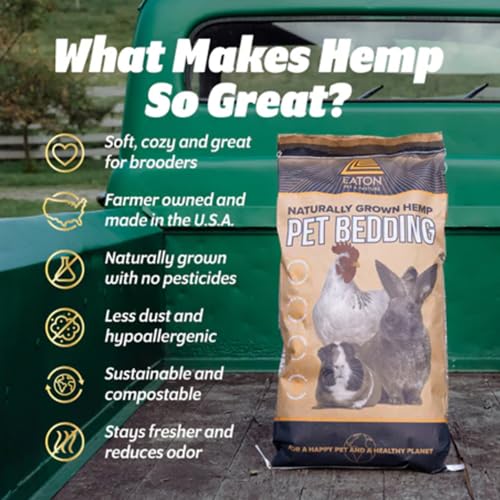 Eaton Pet and Pasture USA-Grown Hemp Bedding for Chickens & Rabbits, 8 Lbs | Ultra-Absorbent, Low Dust, Ideal for Nesting Boxes, Hamsters, and Other Small Pets, No Added Chemicals - size: 8 Pound (Pack of 1)