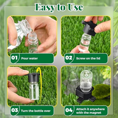 2 Pcs 10ML Jumping Spider Water Dispenser with Magnets, Black | Gravity-Fed Automatic Water Supply, Safe Material forTarantulas Enclosure/Habitat, Flexible Magnetic Installation