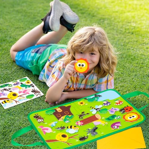 WATINC Travel Felt Board Story Set - 25PCS Portable Felt Board Educational Birthday Gift for Boys & Girls, Themed Storytelling Preschool Early Learning Interactive Play Kit for Toddlers (Insect) - style: Insect