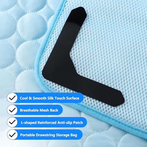 MCEAST Cat Cooling Mat 20" x 16" Self Cooling Pad for Smal Dogs Cats Non-Slip Cool-Chill Mats Summer Pet Blanket with Storage Bag Washable Cool Pet Pad for Floor Sofa Bed Car Travel, Small - size: Small
