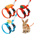 3PCS Adjustable Bunny Rabbit Harness and Leash Set, Small Pet Cute Vest Harness Leash with Decoration, Guinea Pig Harnesses for Ferret, Kitten, Puppy, Rat, Squirrel (Strawberry, Carrot, Pineapple)
